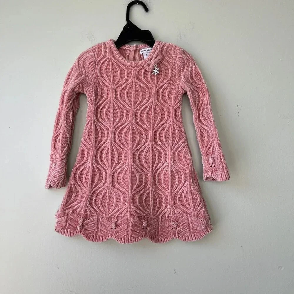 Cupcakes & Cashmere Girls Pink Knit Dress With Star Detail Size 24M